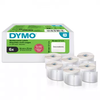 DYMO Original LabelWriter etichette multiuso | 54 mm x 70 mm | autoadesive | 6 rotoli da 320 etichette facili da staccare (1.920 pezzi) | per etichettatrici LabelWriter | prodotte in Europa