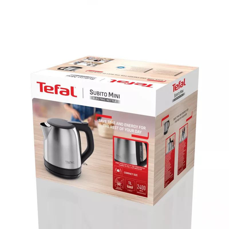 Tefal Subito Mini KO5S2DE0 bollitore 1 L 2400 W nero, acciaio inox