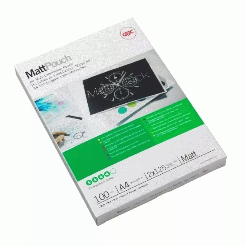 GBC pellicola per plastificazione A4 opaca 100 micron, opaca, A4, 216 mm, 0,2 mm, 303 mm, 100 pz.
