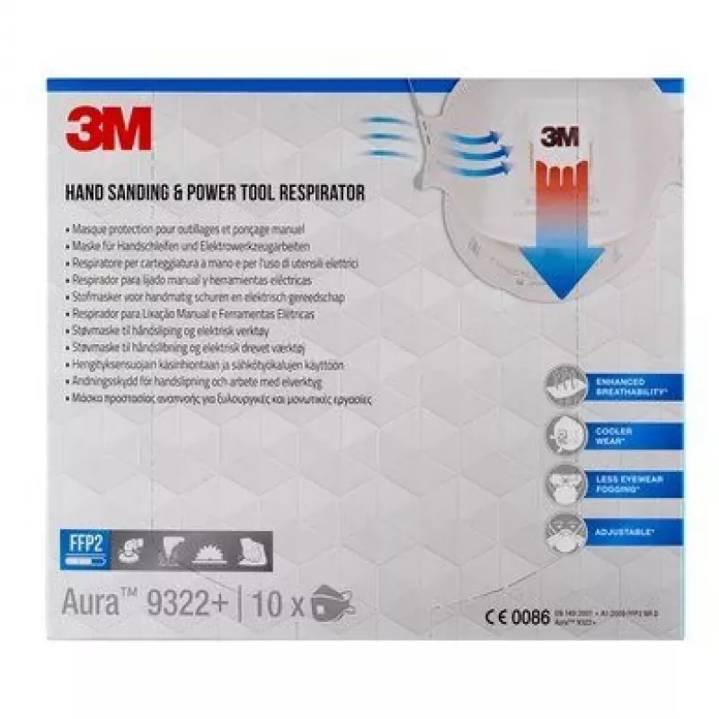 3M 9322PRO10 maschera antipolvere 10 pz. a cestello FFP2
