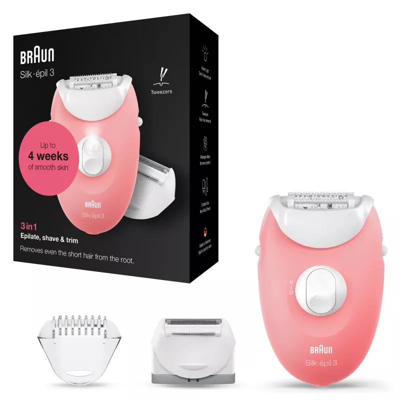 Braun Silk-epil 3-277 epilatore, bianco/rosa
