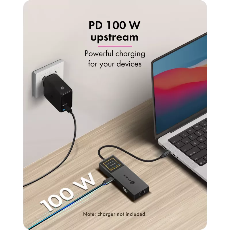 ICY BOX Spade Dock 4038, docking station 7-in-1 con display LCD e PD 100 W