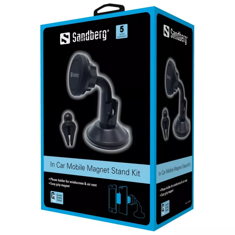 Sandberg In Car Mobile Magnet Stand Kit, telefono, supporto passivo, auto, nero