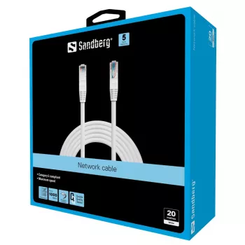 Sandberg cavo di rete UTP Cat6 20 m, 20 m, Cat6, U/UTP (UTP), RJ-45, RJ-45, bianco