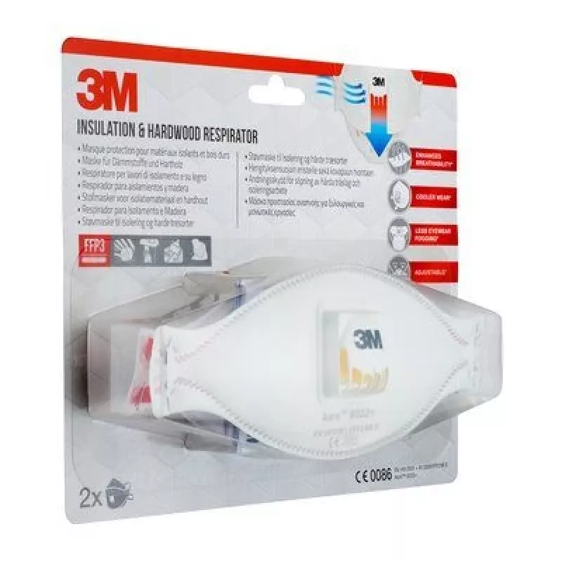 3M Aura Comfort Cool Flow 9332+ FFP3 NR D Mascherine respiratorie monouso, 2 pz (9332C2)