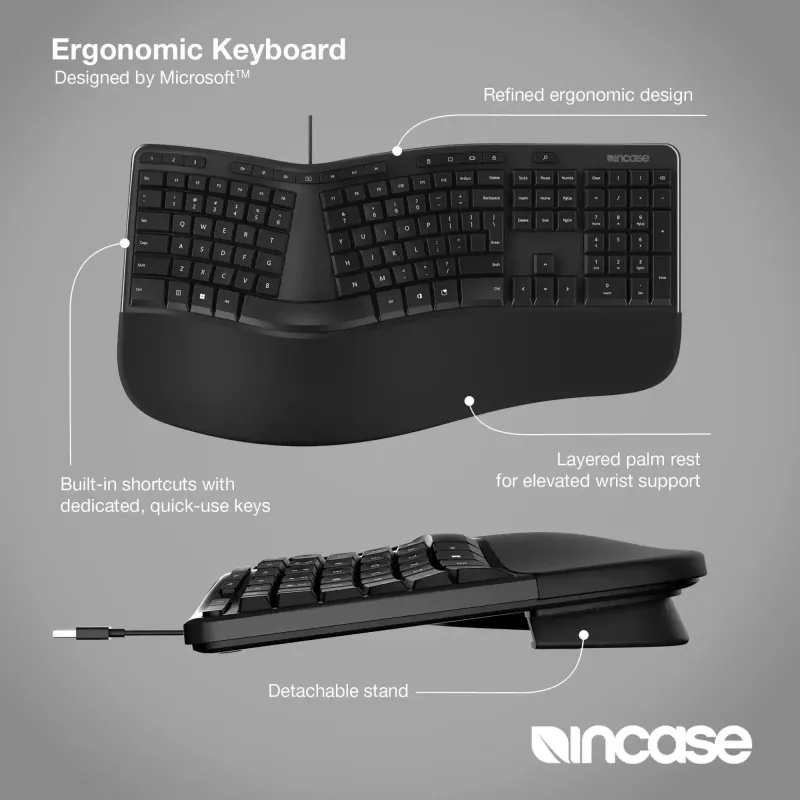 Incase Designed by Microsoft tastiera ergonomica Office USB QWERTY nero