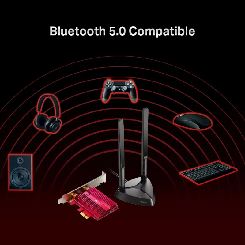 TP-Link AX3000 Wi-Fi 6 Bluetooth 5.0 Adattatore PCIe, Interno, Wireless, PCI Express, WLAN / Bluetooth, 2402 Mbit/s, Nero, Rosso