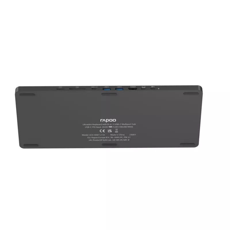 Rapoo UCK-6001 Tastiera ultrasottile con adattatore multiporta USB-C 8 in 1, QWERTZ