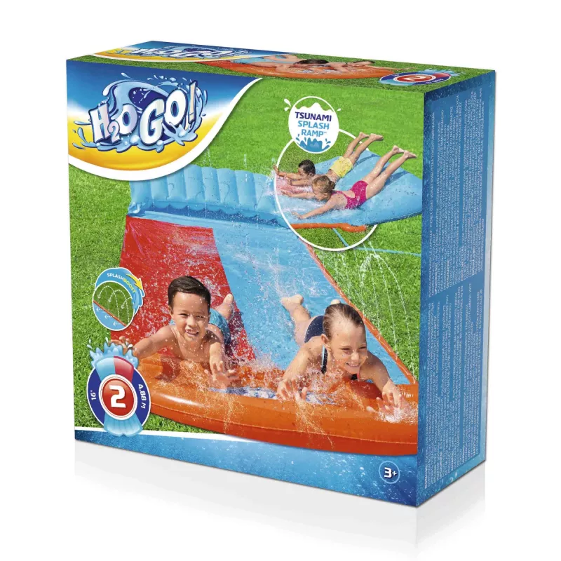 Bestway H2OGO! Scivolo d'acqua doppio con rampa Tsunami Splash 4,88 m