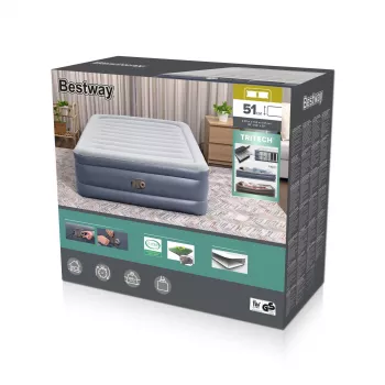 Bestway Tritech Materassino gonfiabile Queen con pompa AC integrata e rivestimento antimicrobico 2,03 m x 1,52 m x 51 cm
