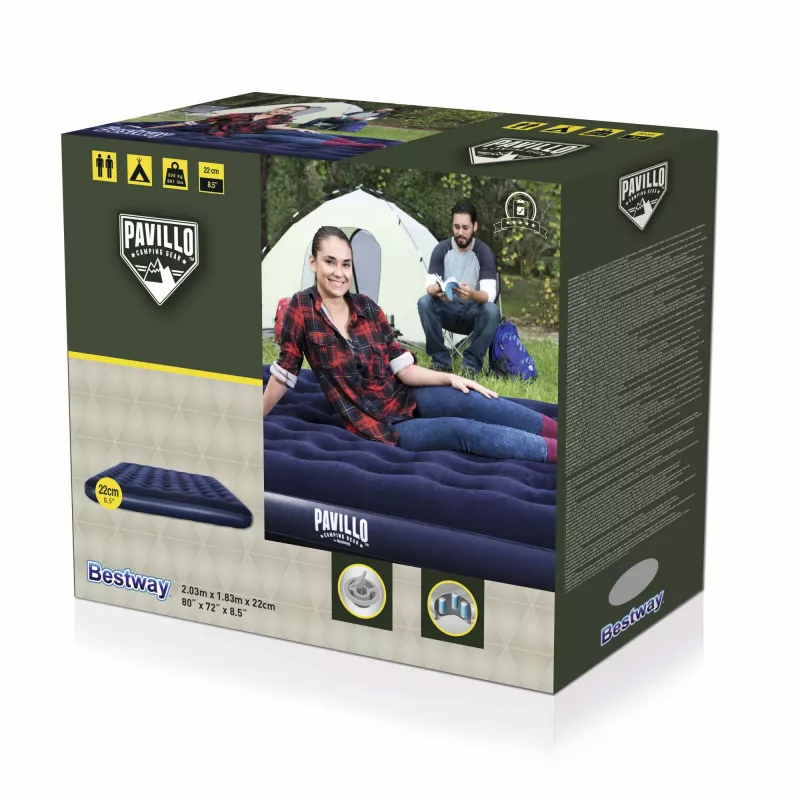 Bestway Flocked Airbed – King – 2,03 m x 1,83 m x 22 cm, Materassino doppio