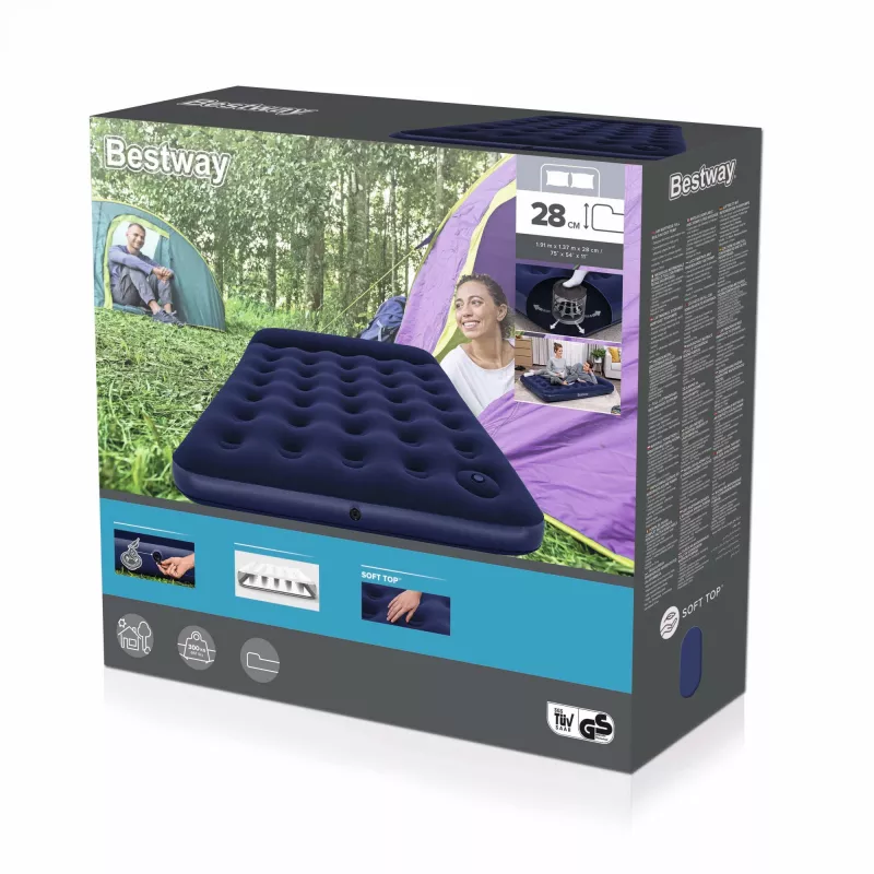 Bestway Materassino gonfiabile Full con pompa a pedale integrata 1,91 m x 1,37 m x 28 cm