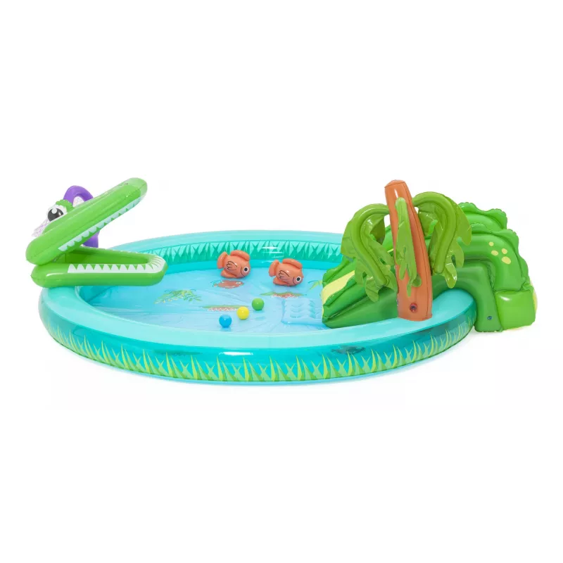 Bestway Crocodile Cove Centro giochi d'acqua e piscina gonfiabile per bambini 2,24 m x 1,81 m x 72 cm