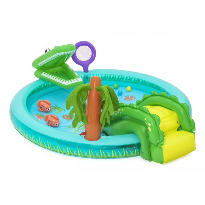 Bestway Crocodile Cove Centro giochi d'acqua e piscina gonfiabile per bambini 2,24 m x 1,81 m x 72 cm