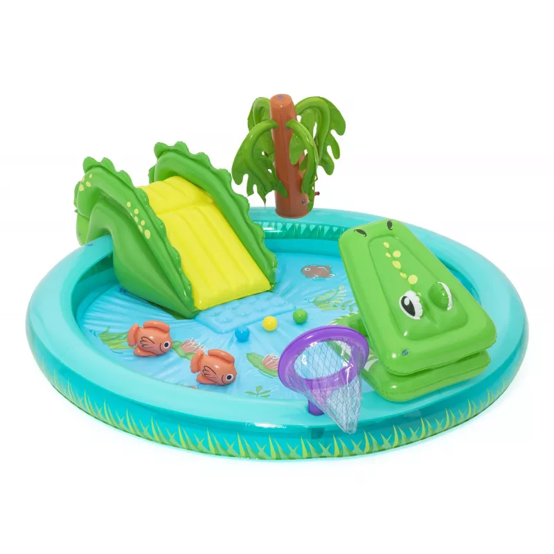 Bestway Crocodile Cove Centro giochi d'acqua e piscina gonfiabile per bambini 2,24 m x 1,81 m x 72 cm