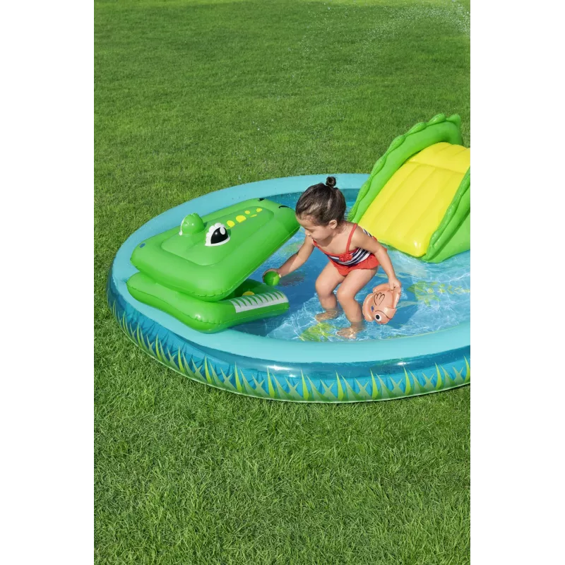 Bestway Crocodile Cove Centro giochi d'acqua e piscina gonfiabile per bambini 2,24 m x 1,81 m x 72 cm