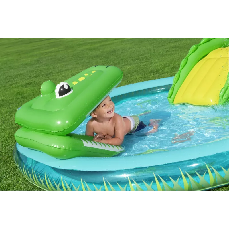 Bestway Crocodile Cove Centro giochi d'acqua e piscina gonfiabile per bambini 2,24 m x 1,81 m x 72 cm