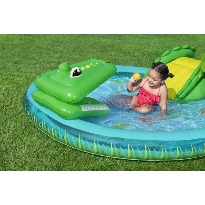 Bestway Crocodile Cove Centro giochi d'acqua e piscina gonfiabile per bambini 2,24 m x 1,81 m x 72 cm