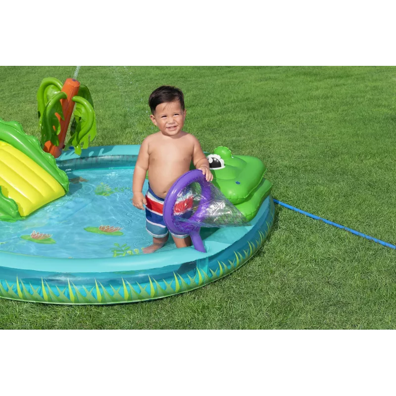 Bestway Crocodile Cove Centro giochi d'acqua e piscina gonfiabile per bambini 2,24 m x 1,81 m x 72 cm