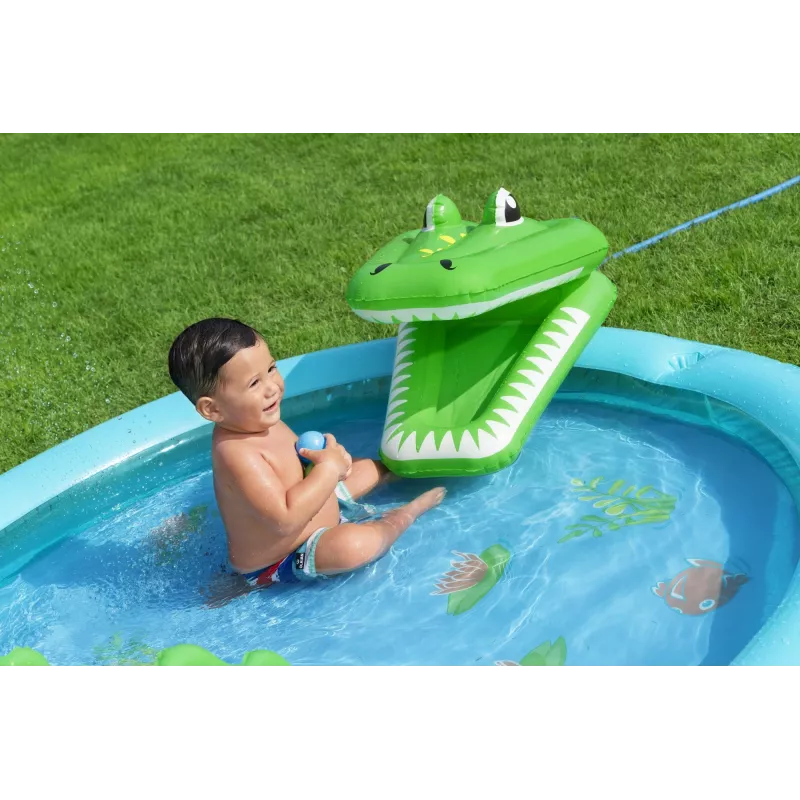 Bestway Crocodile Cove Centro giochi d'acqua e piscina gonfiabile per bambini 2,24 m x 1,81 m x 72 cm
