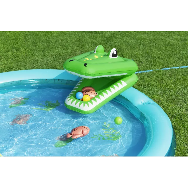Bestway Crocodile Cove Centro giochi d'acqua e piscina gonfiabile per bambini 2,24 m x 1,81 m x 72 cm