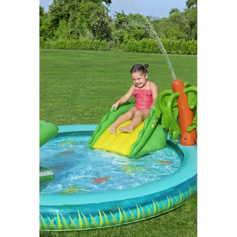 Bestway Crocodile Cove Centro giochi d'acqua e piscina gonfiabile per bambini 2,24 m x 1,81 m x 72 cm