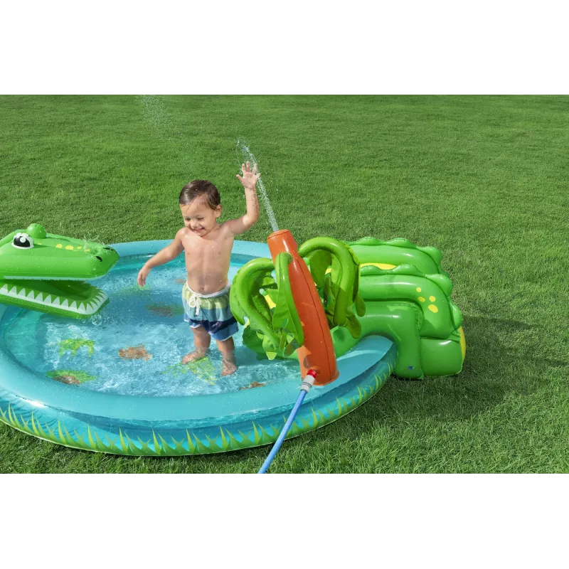 Bestway Crocodile Cove Centro giochi d'acqua e piscina gonfiabile per bambini 2,24 m x 1,81 m x 72 cm