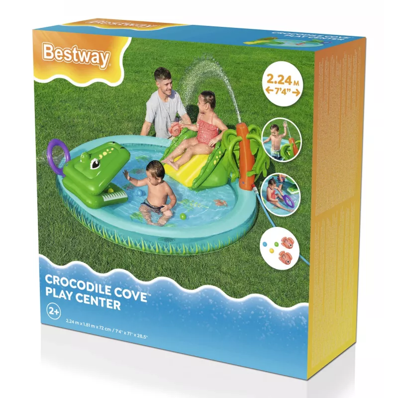 Bestway Crocodile Cove Centro giochi d'acqua e piscina gonfiabile per bambini 2,24 m x 1,81 m x 72 cm