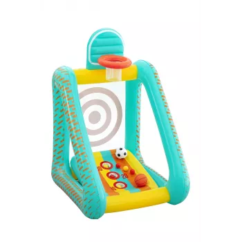 Bestway Perfect Aim Gioco da giardino gonfiabile 3 in 1, Centro giochi gonfiabile, 5 anno/i, Polivinilcloruro (PVC), Multicolore