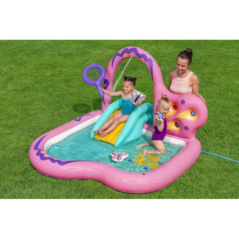 Bestway Butterfly Wonder Centro giochi d'acqua e piscina gonfiabile per bambini 1,80 m x 1,80 m x 1,17 m