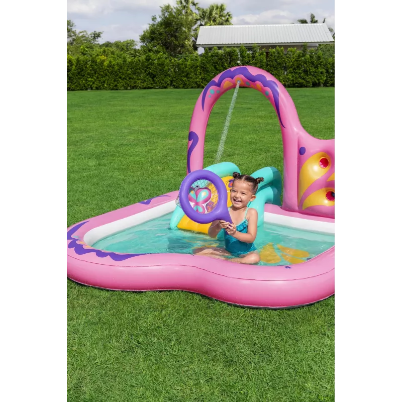 Bestway Butterfly Wonder Centro giochi d'acqua e piscina gonfiabile per bambini 1,80 m x 1,80 m x 1,17 m