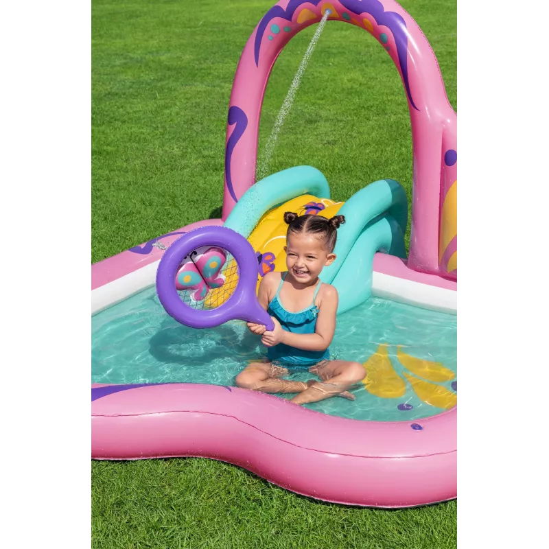 Bestway Butterfly Wonder Centro giochi d'acqua e piscina gonfiabile per bambini 1,80 m x 1,80 m x 1,17 m