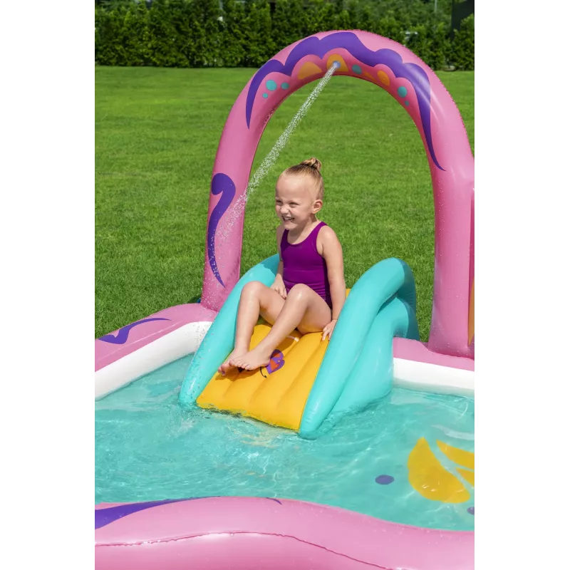 Bestway Butterfly Wonder Centro giochi d'acqua e piscina gonfiabile per bambini 1,80 m x 1,80 m x 1,17 m
