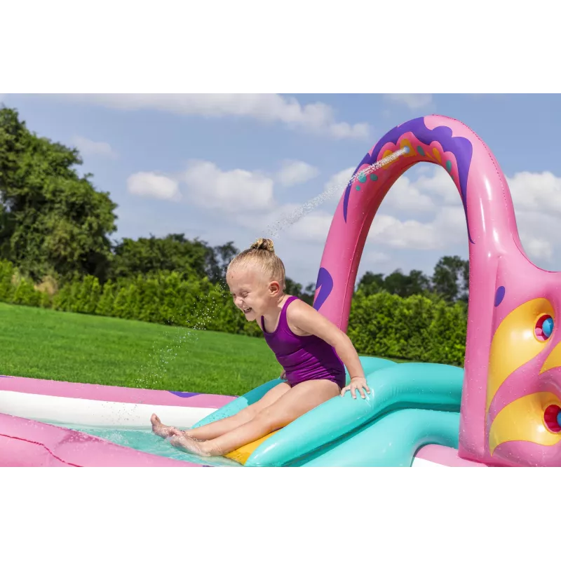 Bestway Butterfly Wonder Centro giochi d'acqua e piscina gonfiabile per bambini 1,80 m x 1,80 m x 1,17 m
