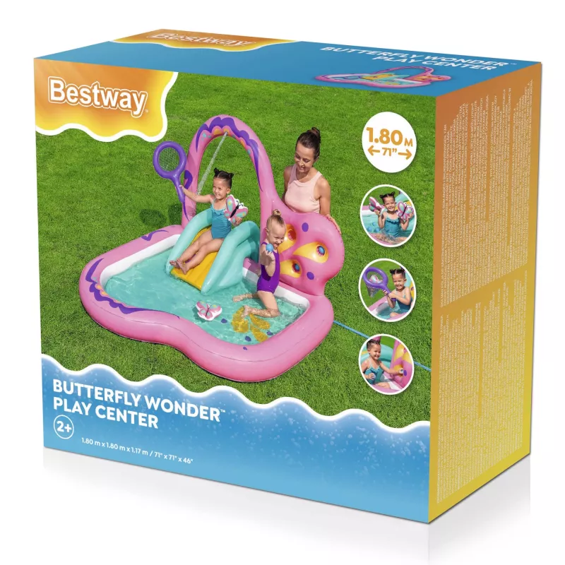 Bestway Butterfly Wonder Centro giochi d'acqua e piscina gonfiabile per bambini 1,80 m x 1,80 m x 1,17 m
