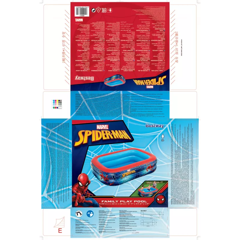 Bestway Piscina gioco, Piscina gonfiabile, 450 L, Rettangolare, 6 anno/i, Spider-Man, Vinile
