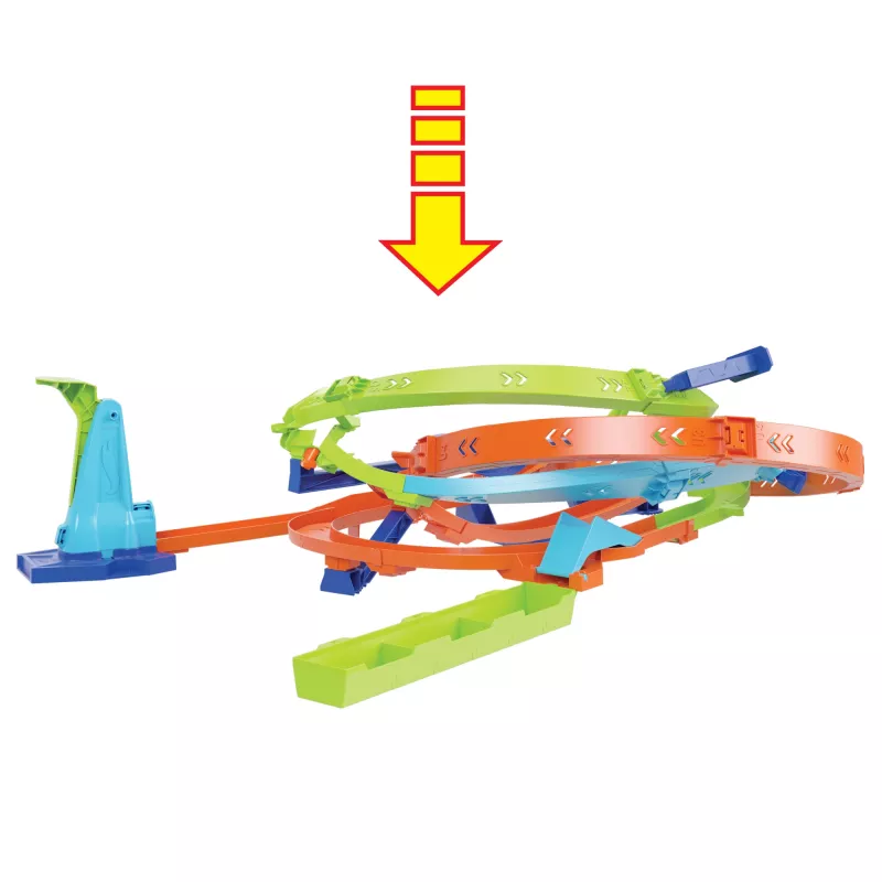 Hot Wheels Action Loop Cyclone Challenge Set pista con auto giocattolo in scala 1:64, facile da riporre