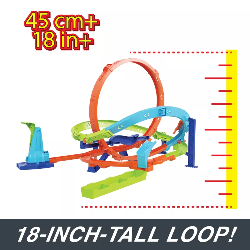 Hot Wheels Action Loop Cyclone Challenge Set pista con auto giocattolo in scala 1:64, facile da riporre