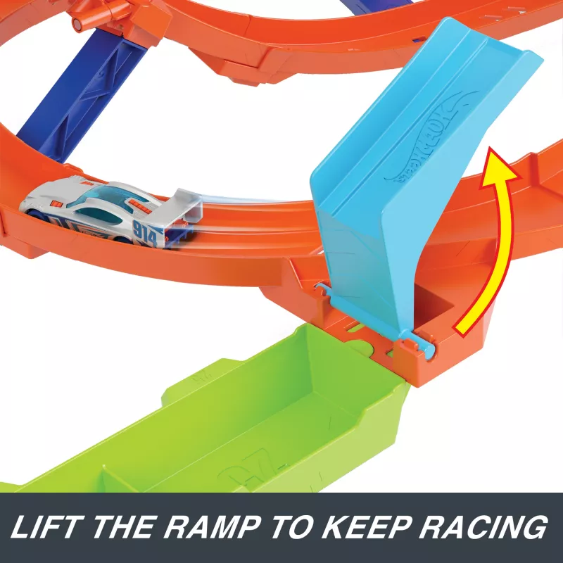 Hot Wheels Action Loop Cyclone Challenge Set pista con auto giocattolo in scala 1:64, facile da riporre