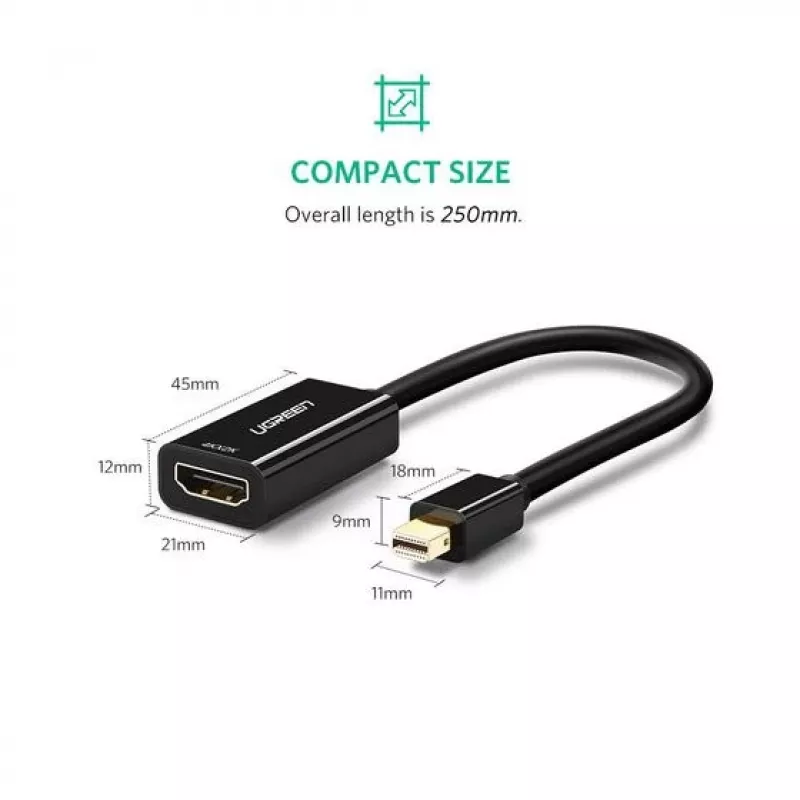 Ugreen 40360 Adattatore cavo video 0,25 m Mini DisplayPort HDMI nero