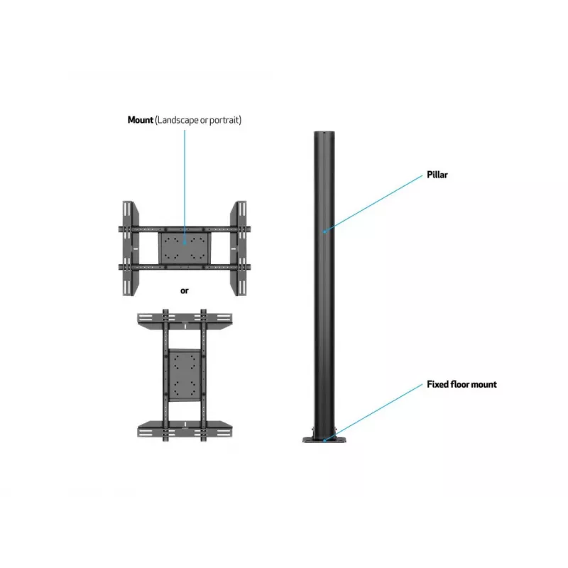 Multibrackets M Display Stand 180 Single nero con montaggio a pavimento