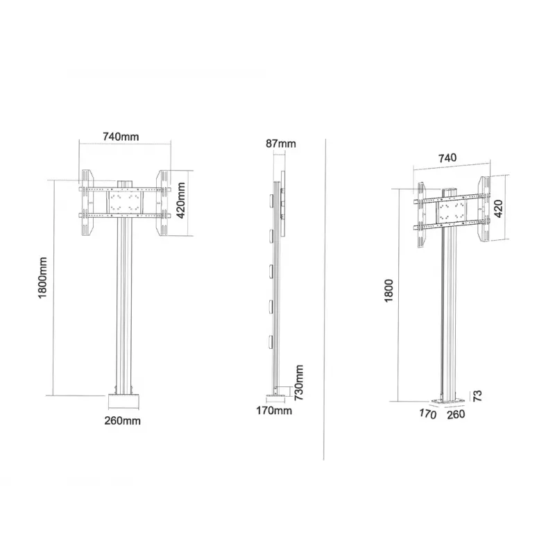 Multibrackets M Display Stand 180 Single nero con montaggio a pavimento