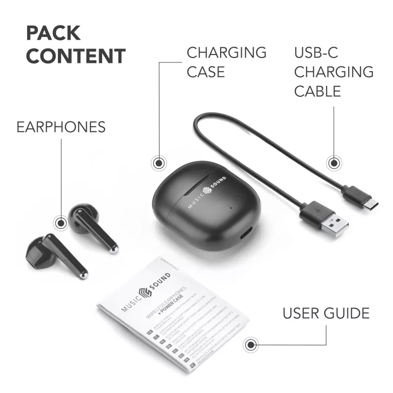 Music Sound Breeze Auricolari Bluetooth a capsula con custodia colorata