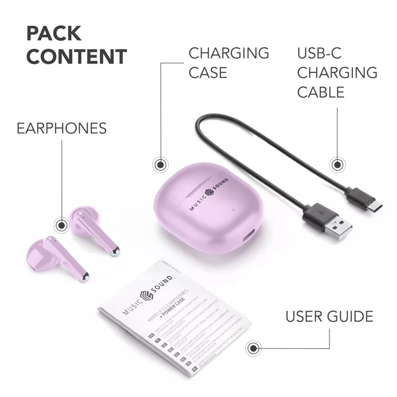 Music Sound Breeze Auricolari Bluetooth a capsula con custodia colorata