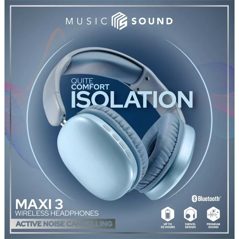 Music Sound MAXI3 MAXI3 Cuffie over-ear wireless con cancellazione attiva del rumore