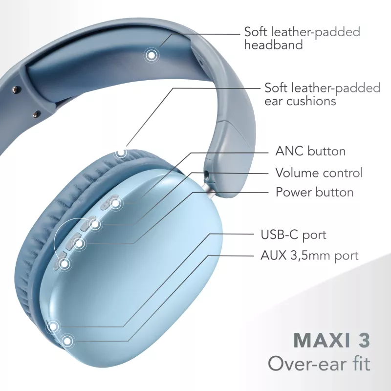 Music Sound MAXI3 MAXI3 Cuffie over-ear wireless con cancellazione attiva del rumore