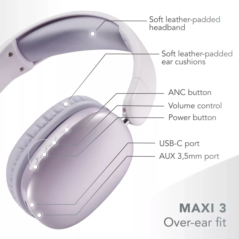 Music Sound MAXI3 MAXI3 Cuffie over-ear wireless con cancellazione attiva del rumore