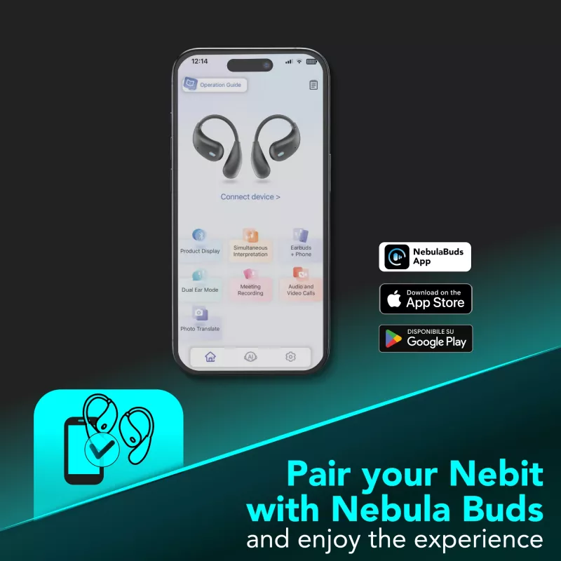 Cellularline Nebit – TWS Translator NEBIT TWS Auricolari con funzione di traduzione in tempo reale