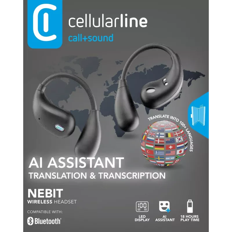 Cellularline Nebit – TWS Translator NEBIT TWS Auricolari con funzione di traduzione in tempo reale