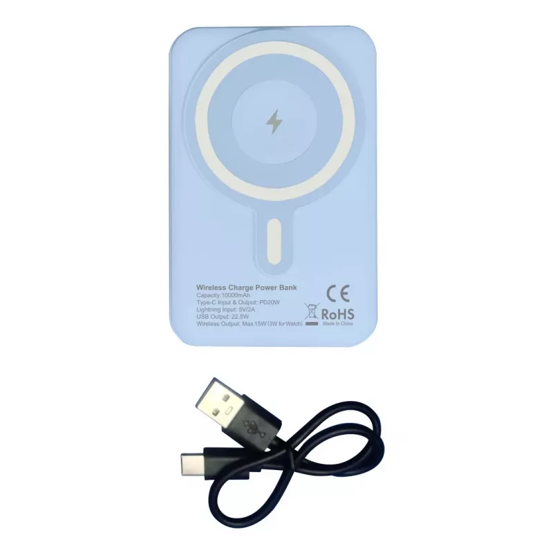 Techly I-CHARGE-10LCDBL Powerbank Litio-polimero (LiPo) 10000 mAh Ricarica wireless Blu